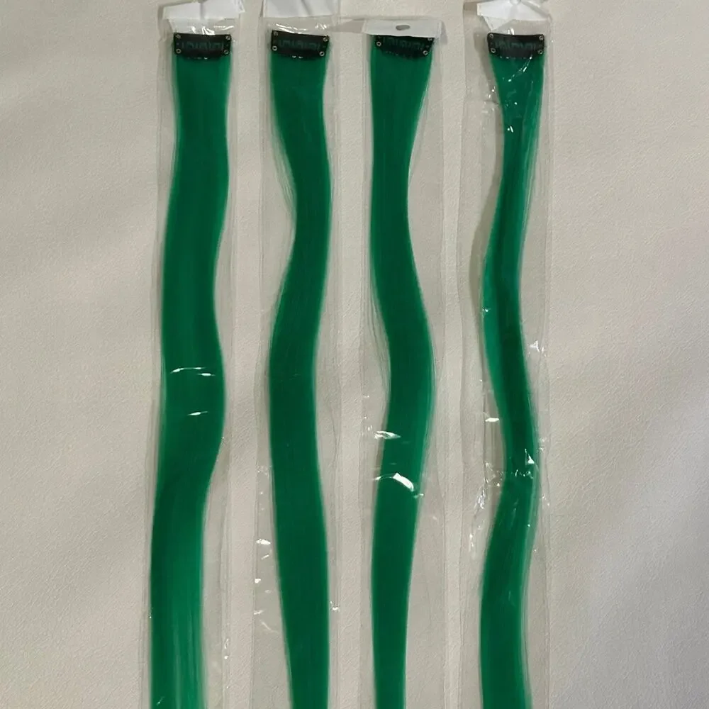 Green Clip in Hair Extensions